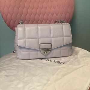 Michael Kors Purple Quilted Shoulder Bag with Metal Clasp